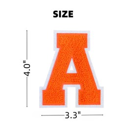 1 PCS 4.0" Orange Chenille Letter Patch, Iron on Patches for Hats Clothes Bags Backpacks Jeans Hoodies Jackets, Initial Patches Large Varsity Letter. (Letter A)