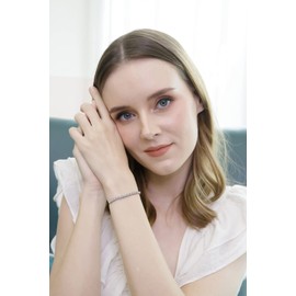 Sterling Silver Bracelets for Women, Birthstone Bracelet, 3mm Round Cut Genuine or Synthetic Gemstone Bracelet, Chain Adjustable Pull-String Bolo Slider, Bracelets for Women Trendy, Tennis Bracelet,