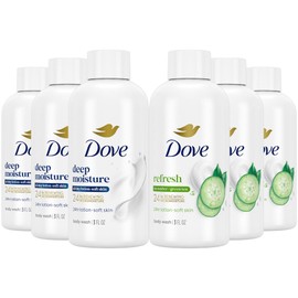 Dove Pack Variado De 6 Geles De Ducha Tamaño Viaje  Refrescante Pepino Y Té Verde  Hidratación Profunda, 24 Horas De Hidratación Renovadora Para Una
