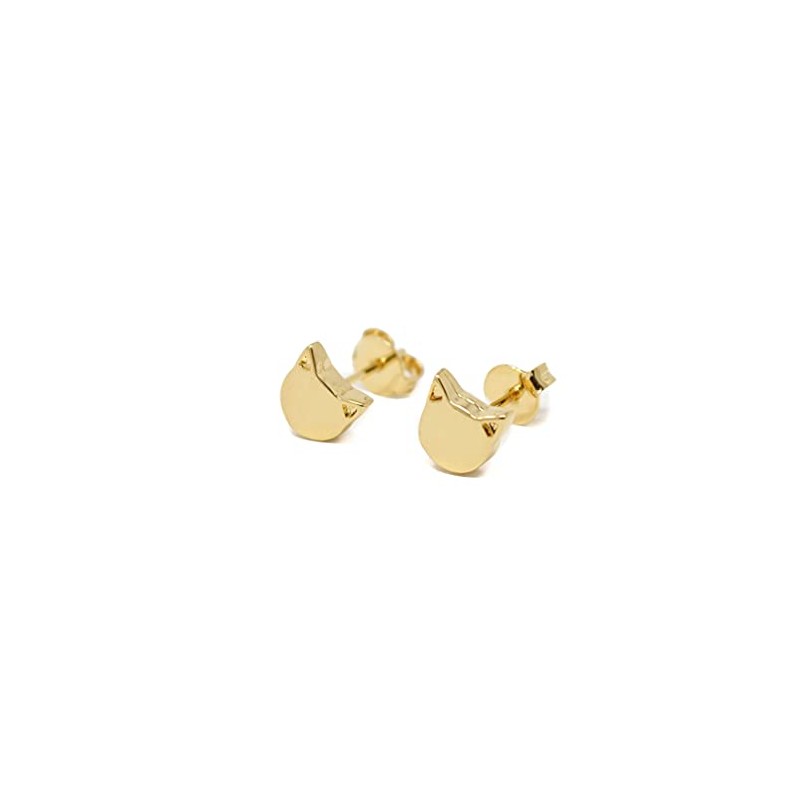 Aretes de Gato Gatito en Chapa de Oro de 22K