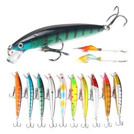 Señuelo de Pesca Minnow 10 Colores 10 cm 1.5 m Profundidad Pack 10 Unidades