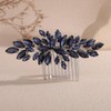 Teyglen Ink Blue Crystal Bride Wedding Hair Comb Simple Full