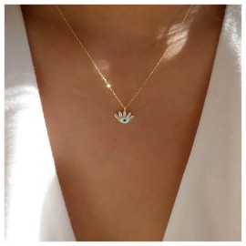 Cybche Boho Rhinestone Evil Eye Necklace Choker Crystal Eye Pendant Necklace Gold Eye Choker Necklace CZ Demon Eye Necklace Chain Jewelry for Women