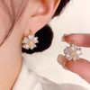 Dainty Gold Crystal Flower Hoop Earrings Hypoallergenic Opal Floral Statement