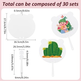 SOFPLATE 30Pcs Blank Hand Held Fans White Paper Hand Fans Panda Shaped Cardstock 28 × 17cm Craft Church Sublimation Printable Handheld Fan Sets for Crafting Painting Supplies Women DIY Making Decor