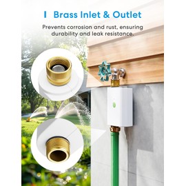 meross WiFi Water Hose Timer, Smart Sprinkler Timer with Brass Inlet & Outet, Work with Apple Homekit, Alexa & Google Assistant, Water Valve for Lawn, Garden, Yard and Pool, WiFi Hub Required