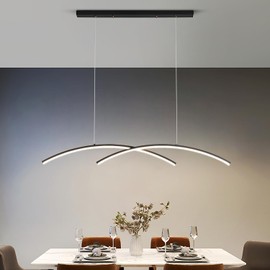 Fulesi Modern LED Pendant Light Fixtures 3000-6000K Dimmable Linear Pendant Light 35.4” Matte Black Island Lights for Kitchen Dining Room Living Room Office Bar