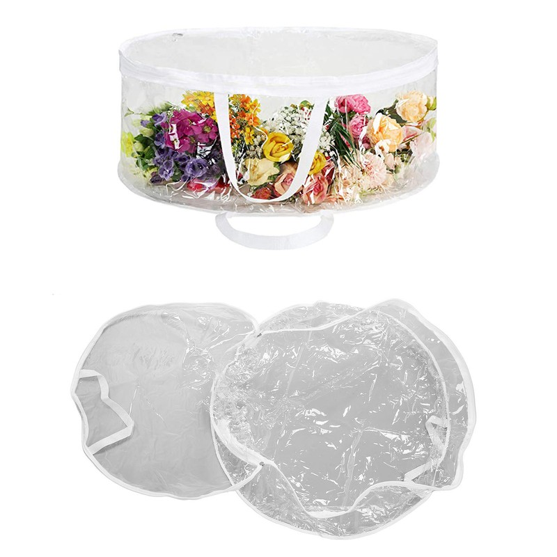 Wreath Storage Bag 60x20cm Thick PVC Reinforced Handle Double Zippers