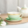 fanquare Tea for One with Gold Trim, Green Teapot Set
