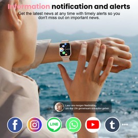 Loekneue Loekneue Smartwatch for Women, 1.83 Fitness Watch with Blood Pressure, Calls/Messages, Female Cycle Tracking, Heart Rate & Sleep Monitor, IP68 Waterproof for Android & iPhone (Rose Gold)