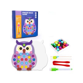 shenhailan Montessori Wooden Clip Bead Board Game Fine Motor Skills Toys for Boys and Girls 3 4 5 Years Old MC-189 (Owl)