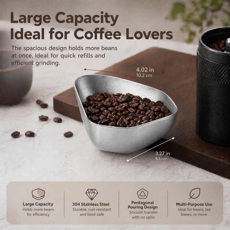 Coffee Bean Dosing Cup Stainless Steel Espresso Measuring Tray for