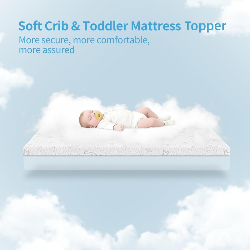 SJEUQOP 2" x 27.5" x 52" Crib Mattress Topper, High