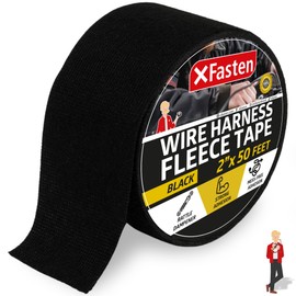XFasten Wire Harness Tape 2 Inch x 50 ft Residue-Free Cloth Electrical Felt Tape for Automotive Wiring Loom Wrap, High Temp and Abrasion Resistant, Noise Dampening Insulation