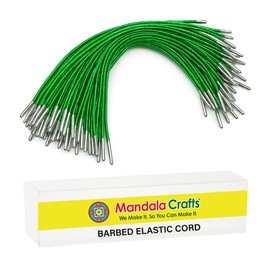 Mandala Crafts Cordón Elástico de Púas Verde Metálico, 100 Unidades Redondas de 1,9 M(6,5 Pies) para Sombreros de Fiesta con Extremos Metálicos para Cordones de Mascarillas Menú Cierre de Banda Elásti