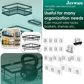 Jovware 14 Pack Shower Caddy Adhesive Replacement, Strong Adhesive Shower Shelf and Hooks, No Drilling Adhesive for Shower Organizer, Soap Holder, Sponge Holder and Kitchen Rack