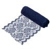 MECCANIXITY 6 Inch Wide 5 Yard Elastic Lace Ribbon, Stretch Floral Pattern Lace Trim Embroidered Fabric for Sewing Making and DIY Crafts Gift Wrapping Bouquets Wedding Decor(Navy Blue)