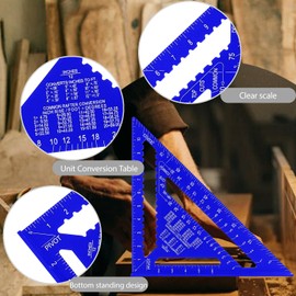 Rafter Square 12 Inch Aluminum Alloy Square Tool, Carpenters Square, for Angle Measuring Marking（Blue）