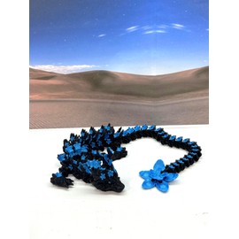 Generic Articulated Cherry Blossom Dragon, 12"" 3D Printed Black and Blue Cherry Blossom, Home Decor Executive Desk Toys,Fidget Toys for Autism/ADHD D053, Large