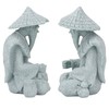 Fisherman Statue Sitting Fishing Old Man Figurine Small Desk Ornament