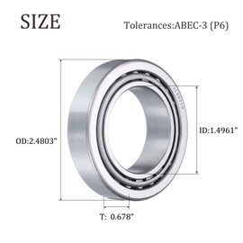QUARKZMAN 2pcs Jl69349/Jl69310 Tapered Roller Bearing Taper and Bowl 1.4961" Bore x 2.4803" OD x 0.678" Thick Chrome Steel Taper Bearing Set ABEC-3