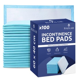 Bazaar 100 x Disposable Incontinence Bed Pads 40 x 60cm – Highly Absorbent Waterproof Bed Sheets for Adults, Elderly, Children & Babies – Bed Wetting Sheets & Bed Protectors for Mattress, Sofa & Chair