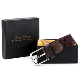 Radmire Braided Canvas Woven Elastic Stretch Belts for Men/Women/Junior with Multicolored, Brown, Medium/32"-34" Waist