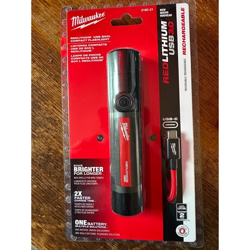 Milwaukee 2160-21 800 Lumens LED USB Rechargeable Flashlight
