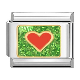 Quiges 9 mm Italian Style Module Stainless Steel Heart For Italian Charm Bracelets