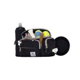 Dog Treat Pouch with Poop Bag Holder – Water-Resistant Training Waist Pack with Collapsible Bowl & Bottle Holder – Large Black Fanny Pack for Dog Walking & Hiking