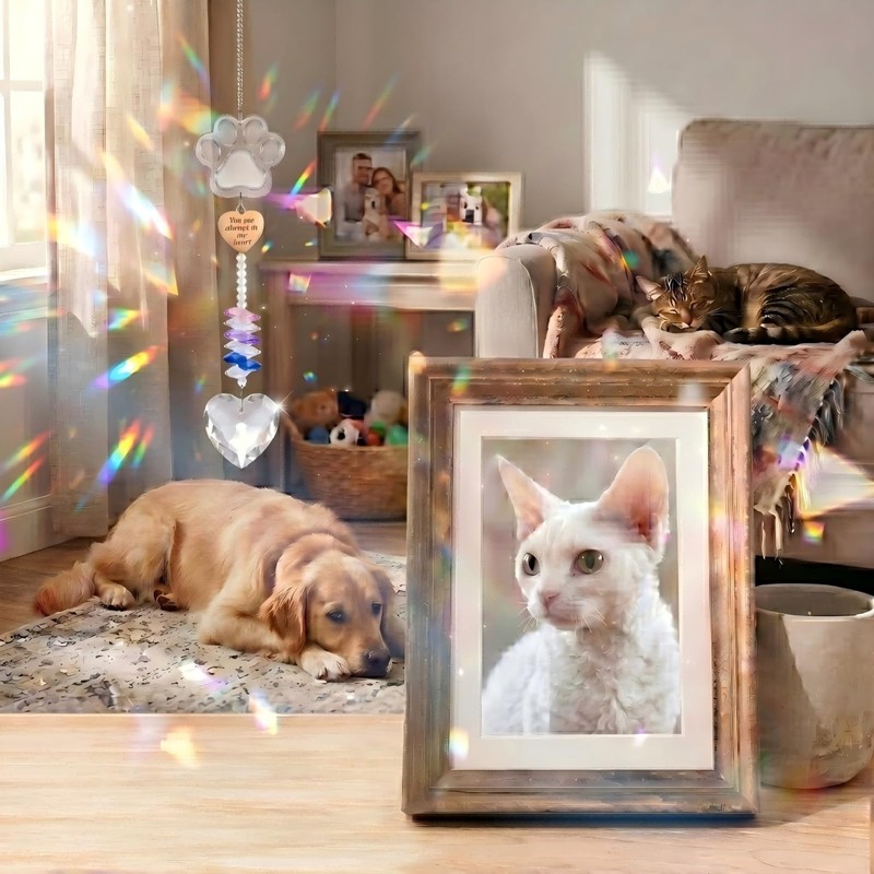 Uparea Crystal Dog Memorial Suncatcher, Rainbow Bridge Pet Sympathy Gift