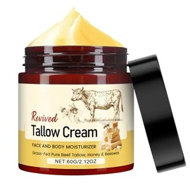 Organic Grass-Fed Beef Tallow & Honey Balm - Beef Tallow Skin Care -Tallow Face Cream for Women & Men