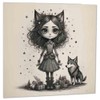 Cute Gothic Girl & Wolf Birthday Card 145 x 145mm