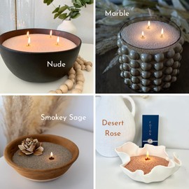 Foton Pearled Candle Colored 18 Oz - Charcoal Unscented Non Toxic Luxury Long Lasting Powder Wax Sand Candles up to 120 Hours - Refillable Pearl Candle Sand with 30 Wicks for Candles Making