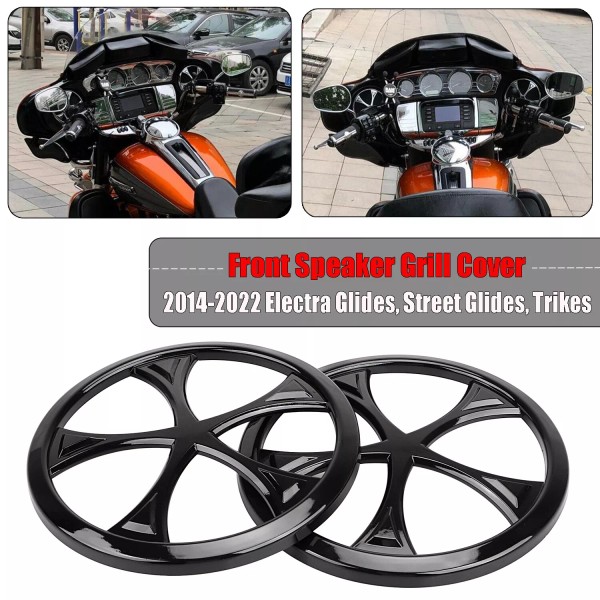 Unbranded Gloss Black Front Speaker Grills Trim For Harley Electra