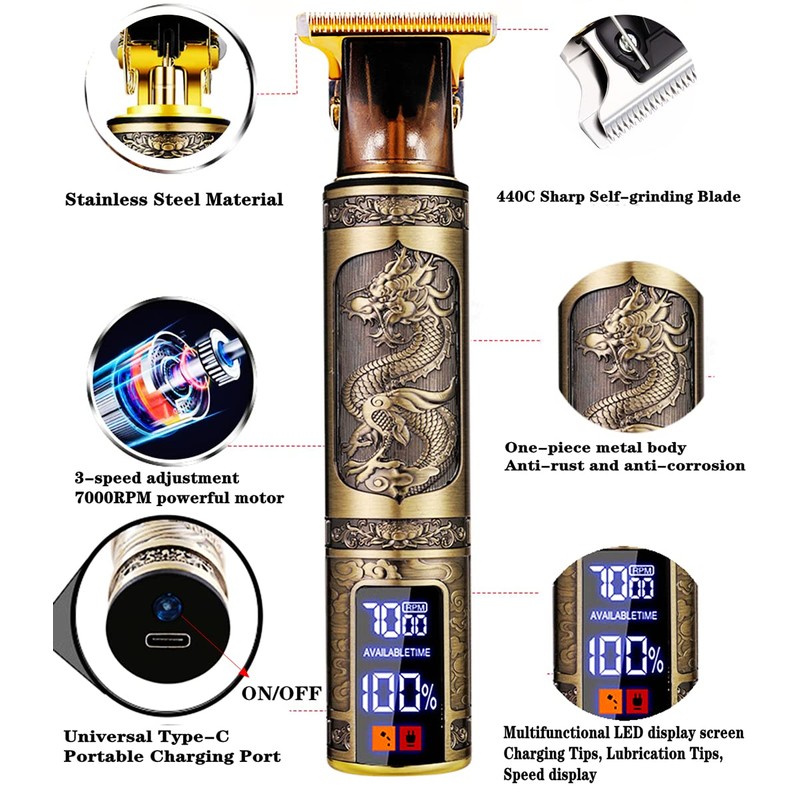 JAVENYIMAN Professional Hair Trimmer for Men,T-Blade Zero Gapped Cordless Edger