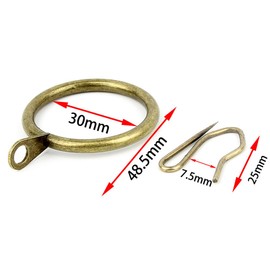30 Sets Metal Drapery Curtain Rings with Curtain Pin Hooks,ZAAWUUT Decorative Hanging Hooks for Window Door Shower Curtain and Rods (Bronze)