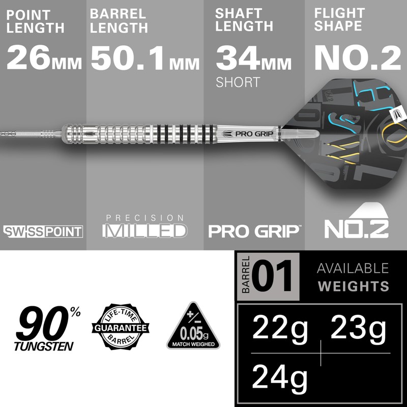 Target Darts Chris Dobey G1 24G 90% Tungsten Swiss Point