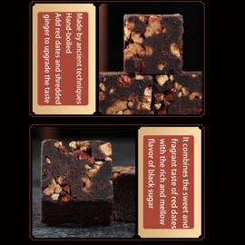 Dark Brown Sugar Ginger Jujube Tea 14.2oz/400g Combination of Black Sugar Cube, Red Dates, Shredded Ginger Ancient Method Handmade No Added For Women Tea Warming Tea 黑糖姜茶 红糖姜茶
