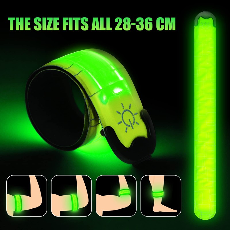 flintronic 2 Packs Light Up Armband LED Slap Safety Armband
