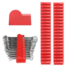 Mudygelay 52 pcs Modular Wrench Organizers for Tool Drawers - Wrench Rack with Metric&SAE Labels, Perfect Tool Storage Holder. Gift for Father or Boyfriend.(Red)