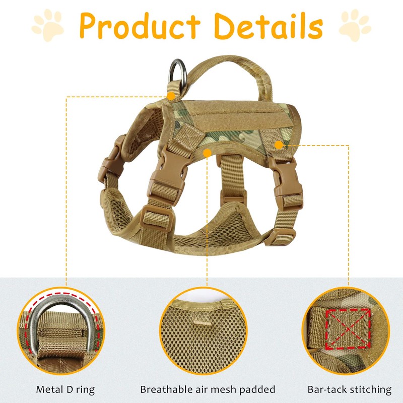 nanappice Tactical Cat Harness for Walking, Adjustable Escape Proof Pet