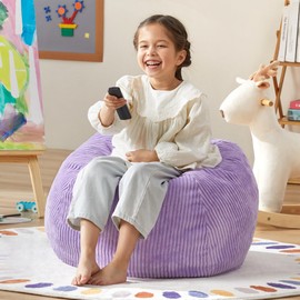 Hobestluk 2.5FT Bean Bag Chair Beanbags Small Bean Bag Chair with Filler Included Teardrop Bean Bag Chair with Removable Cover for Bedroom Living Room (Small, Purple)