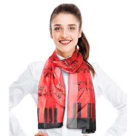 CBC Crown Women's Fashion Music Note Scarf (Various Patterns, Colors) (1071-RED/BLACK)
