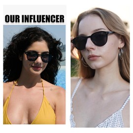 DUCO Round Classic Polarized Sunglasses for Men Women Vintage Eyewear Acetate Frame UV400 Lens DC2352 (Transparent Brown Frame Brown Lens)