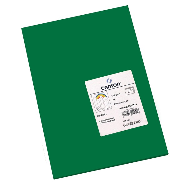 Canson Iris Vivaldi A4 185 GSM Smooth Colour Paper - Fir Tree (Pack of 50 Sheets)