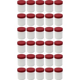 30 Ointment Jar Containers Cream/Ointment Kruke, 60ml Capacity with Red Lids – Made in Germany