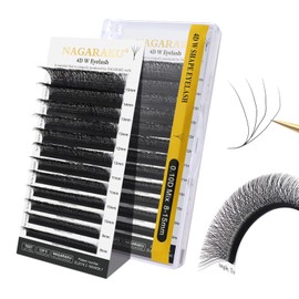 NAGARAKU W Shape Eyelash Extension 4D VolumeCluster Premade Fans Eye Lashes Faux Mink Matte Black Easy Fanning False Eyelashes (0.10mm D Curl 8-15mm Mix)