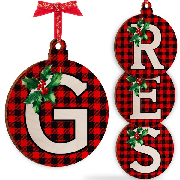 Christmas Initial Wooden Ornaments - Personalised 10x10cm - Xmas Babubles