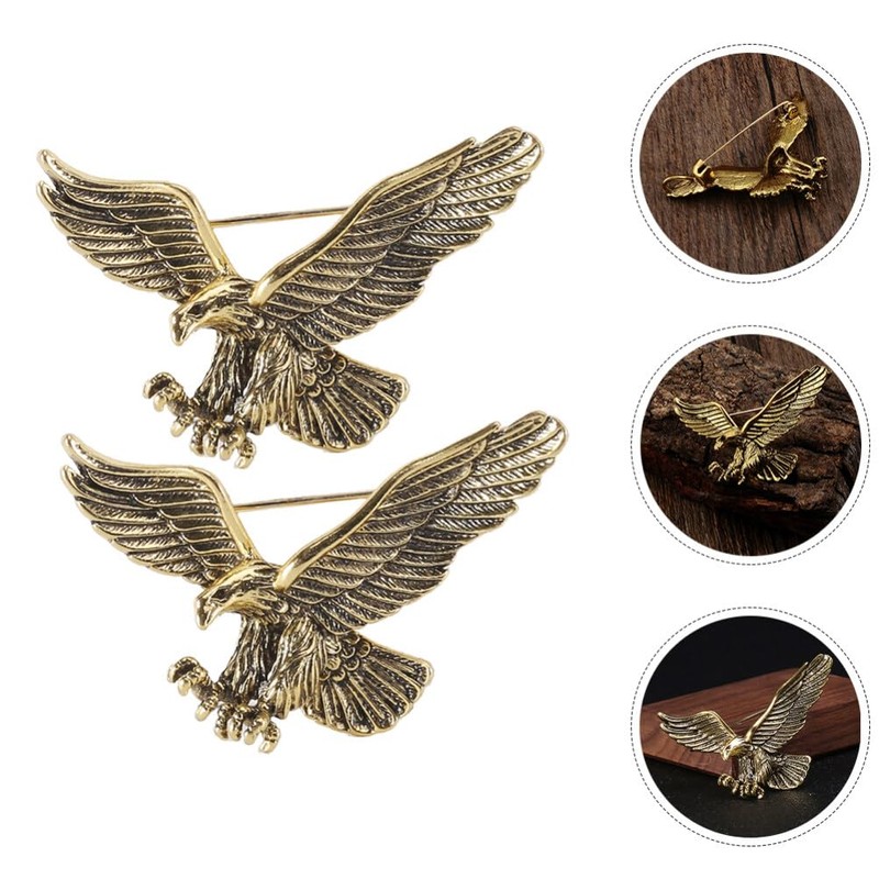 DEARMAMY Vintage Hawk Brooch Pin for Men Women, 2Pcs 4th